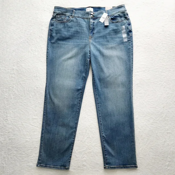Lane Bryant NWT Straight Leg High-Rise Tighter Tummy Jeans Flex Waistband, Sz 24 - Picture 15 of 16